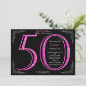 50th, Verjaardagsfeest, Vijftig, Gatsby, zwart zil Kaart (Staand voorkant)