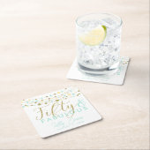 50th verjaardagsgoud en blauwgroen aangepaste onde kartonnen onderzetters (Insitu)