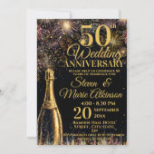 50th Wedding Anniversary Bubbly Celebration Gold Kaart (Voorkant)