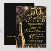 50th Wedding Anniversary Bubbly Celebration Gold Kaart (Voorkant / Achterkant)