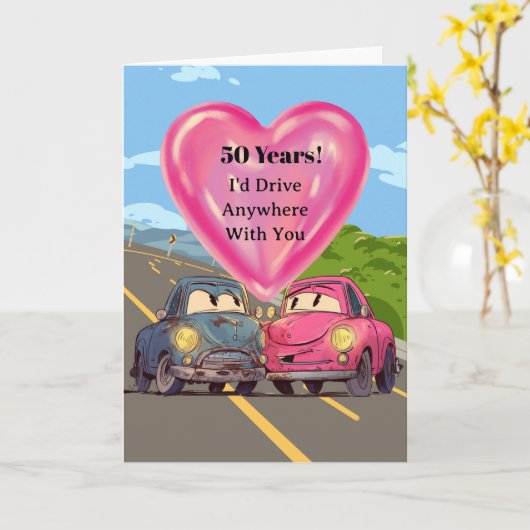 50th Wedding Anniversary Card Kaart (Gele Bloem)