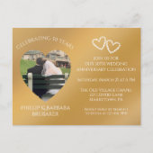 50th Wedding Anniversary Custom Photo Gold & Black Uitnodiging Briefkaart (Voorkant)