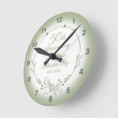 50th Wedding Anniversary Elegant Ronde Klok (Hoek)