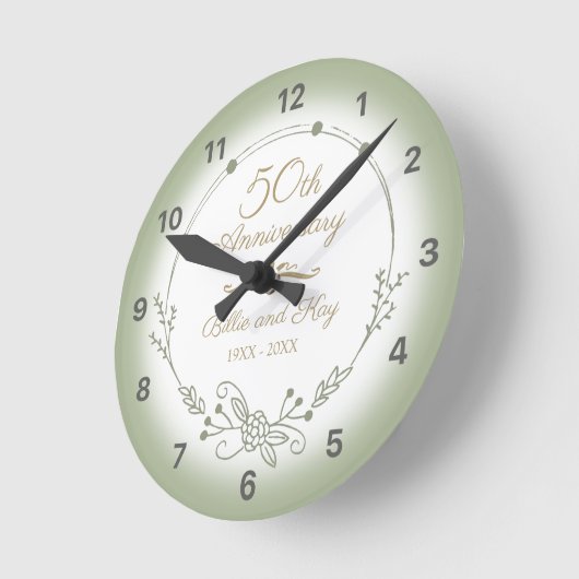 50th Wedding Anniversary Elegant Ronde Klok (Hoek)