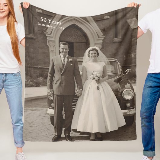 50th Wedding Anniversary Fleece Blanket Photo Deken
