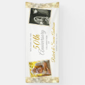 50th Wedding Anniversary Gold Bokeh Photo Welcome Spandoek (Verticaal)