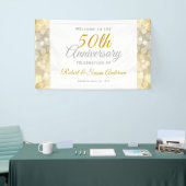 50th Wedding Anniversary Gold Bokeh Welcome Spandoek (Beurs)