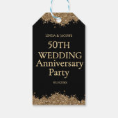 50th Wedding Anniversary Gold Faux Glitter  Cadeaulabel (Achterkant)