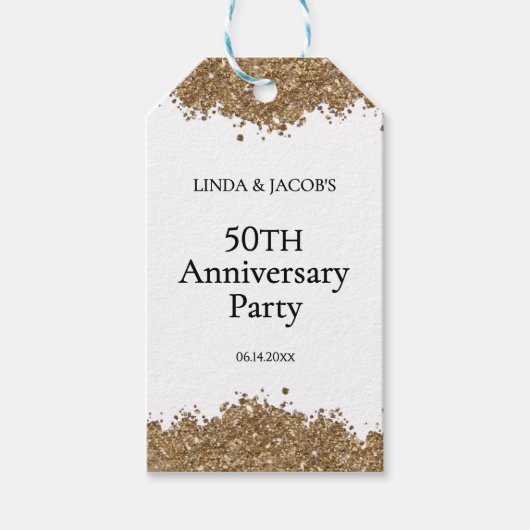 50th Wedding Anniversary Gold Faux Glitter Cadeaulabel (Voorkant)
