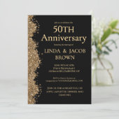 50th Wedding Anniversary Gold Faux Glitter  Kaart (Staand voorkant)