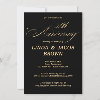 50th Wedding Anniversary Gold Faux Glitter Script Kaart