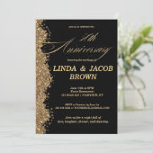 50th Wedding Anniversary Gold Faux Glitter Script Kaart (Staand voorkant)