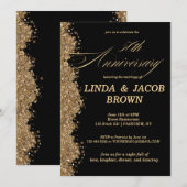 50th Wedding Anniversary Gold Faux Glitter Script Kaart (Voorkant / Achterkant)