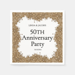 50th Wedding Anniversary Gold Faux Glitter  Servet
