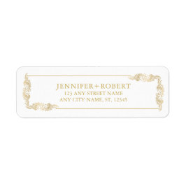 50th Wedding Anniversary Gold Floral Frame Etiket