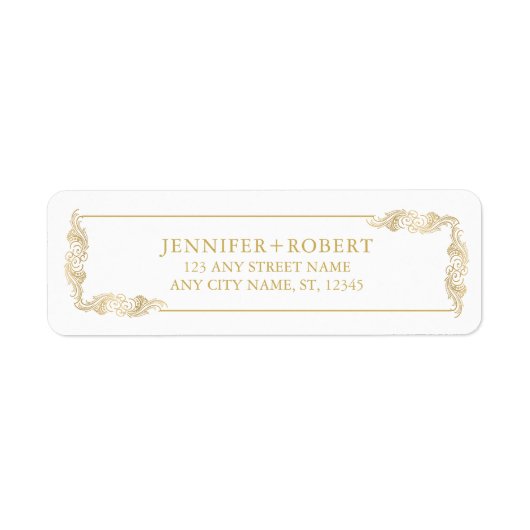 50th Wedding Anniversary Gold Floral Frame Etiket (Voorkant)