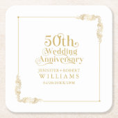 50th Wedding Anniversary Gold Floral Frame Kartonnen Onderzetters (Voorkant)
