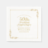 50th Wedding Anniversary Gold Floral Frame Servet (Voorkant)