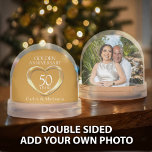 50th wedding anniversary gold heart custom photo sneeuwbol<br><div class="desc">Show your appreciation to your favorite couple celebrating 50 years of marriage with this heartfelt personalized gift, gold wedding anniversary snow globe would also make an unique favor for your wedding anniversary party guests. Personalize with your couples names on the heart side and a special photo on the reverse. Matches...</div>