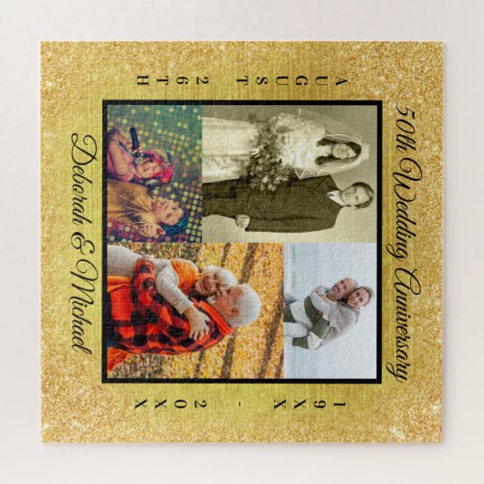 50th Wedding Anniversary Gold Personalized Photo Legpuzzel (Horizontaal)