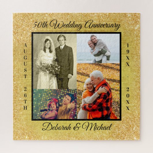 50th Wedding Anniversary Gold Personalized Photo Legpuzzel (Verticaal)