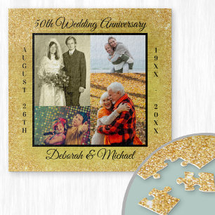 50th Wedding Anniversary Gold Personalized Photo Legpuzzel