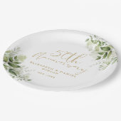 50th Wedding Anniversary Greenery Gold Script Papieren Bordje (Gekanteld)
