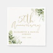 50th Wedding Anniversary Greenery Gold Script Servet (Voorkant)