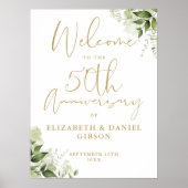 50th Wedding Anniversary Greenery Welcome Sign Poster (Voorkant)