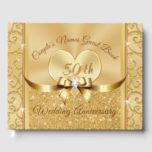 50th Wedding Anniversary Guest Book Personalized Gastenboek (Voorkant)