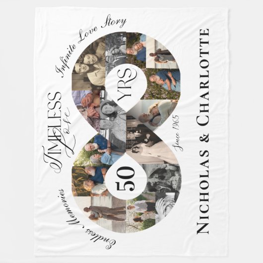 50th Wedding Anniversary Infinity Photo Collage Fleece Deken (Voorkant)