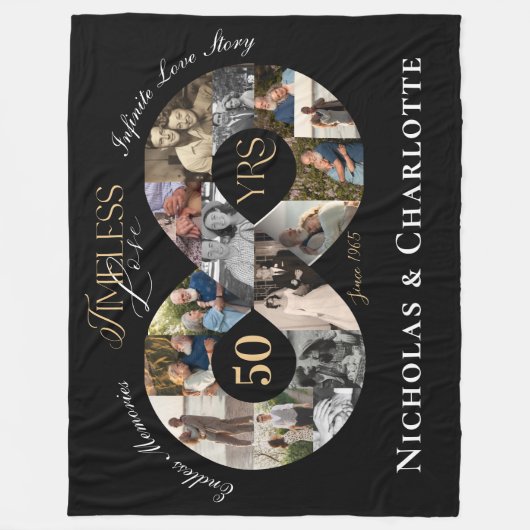50th Wedding Anniversary Infinity Photo Collage Fleece Deken (Voorkant)