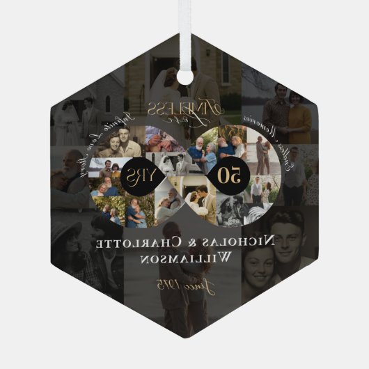50th Wedding Anniversary Infinity Photo Collage Glas Ornament (Achterkant)