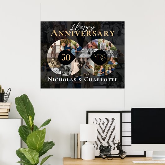 50th Wedding Anniversary Infinity Photo Collage Poster (Thuiskantoor)