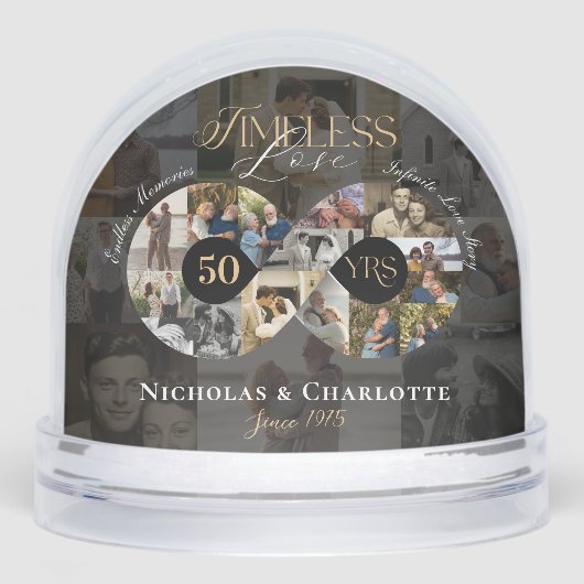50th Wedding Anniversary Infinity Photo Collage Sneeuwbol (Voorkant)