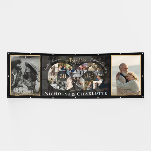 50th Wedding Anniversary Infinity Photo Collage Spandoek (Horizontaal)