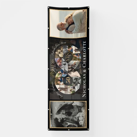 50th Wedding Anniversary Infinity Photo Collage Spandoek (Verticaal)