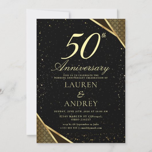 50th Wedding Anniversary Invitation Kaart (Voorkant)