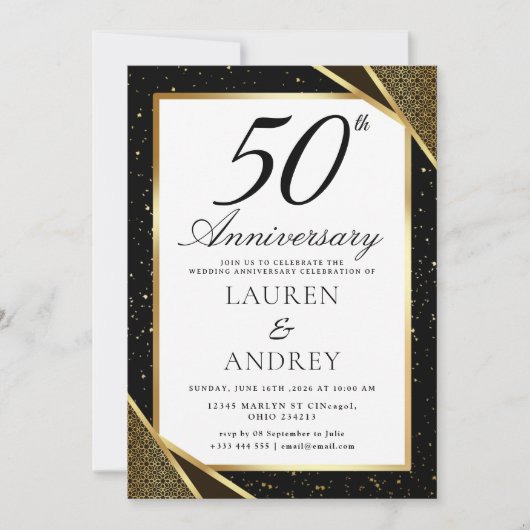 50th Wedding Anniversary Invitation Kaart (Voorkant)