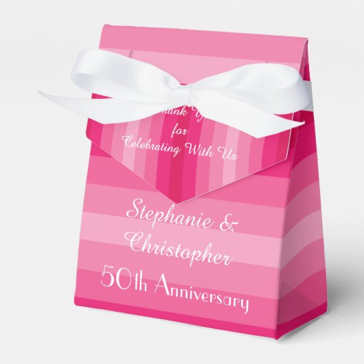 50th Wedding Anniversary, Minimalist Pink Stripes Bedankdoosjes (Voorkant Zijde)