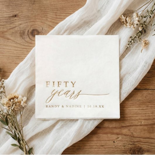 50th Wedding Anniversary Napkins Elegant Gold Folie Servetten