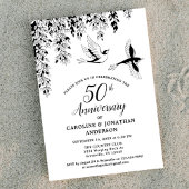 50th Wedding Anniversary Silver Birch Flying Birds Kaart