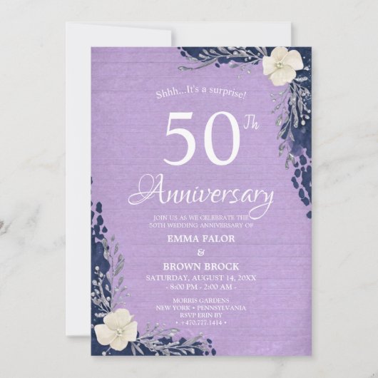 50th Wedding Anniversary Surprise Invitation Kaart (Voorkant)