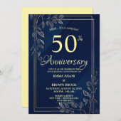 50th Wedding Anniversary Surprise Invitation Navy  Kaart (Voorkant / Achterkant)