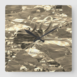 50th Wedding Jubileum 1970 2020 Chic Faux Gold Vierkante Klok