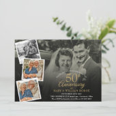 50th Wedding Jubileum 5 Foto Collage Kaart (Staand voorkant)