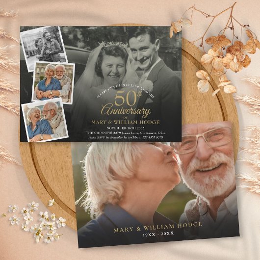 50th Wedding Jubileum 5 Foto Collage Kaart