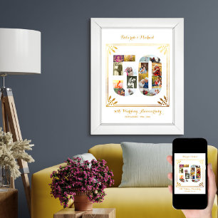 50th Wedding Jubileum Aangepast fotocollage Poster