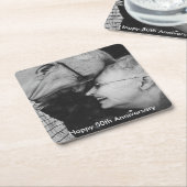 50th Wedding Jubileum Aangepaste foto Kartonnen Onderzetters (Schuin)