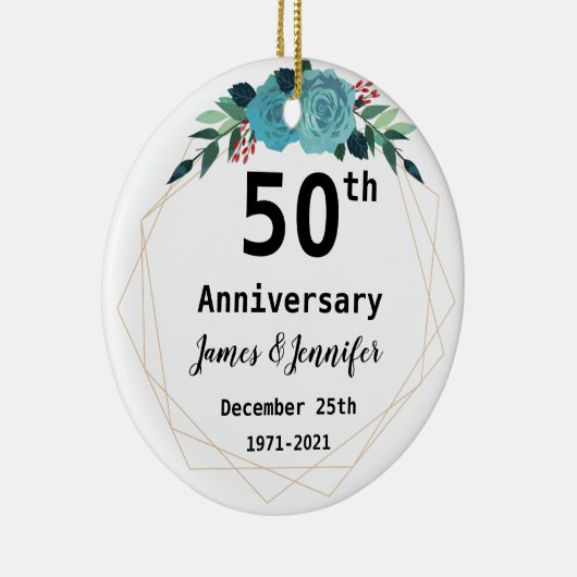 50th Wedding Jubileum Aangepaste namen en Jaar Keramisch Ornament (Rechts)